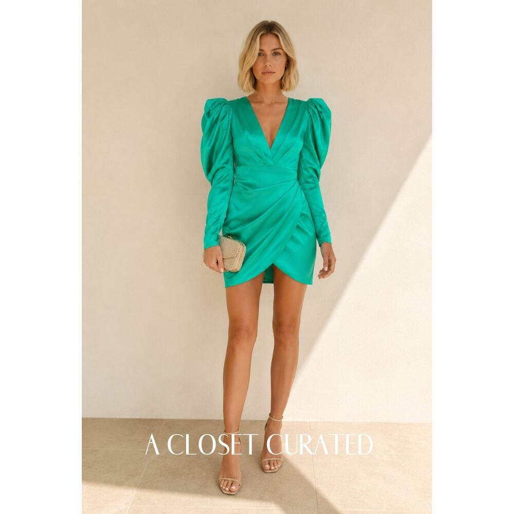 Acler Irwin Satin Mini Dress Electric 6 Green